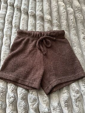 Brown Plush Lounge Shorts - Women's Relaxed Fit